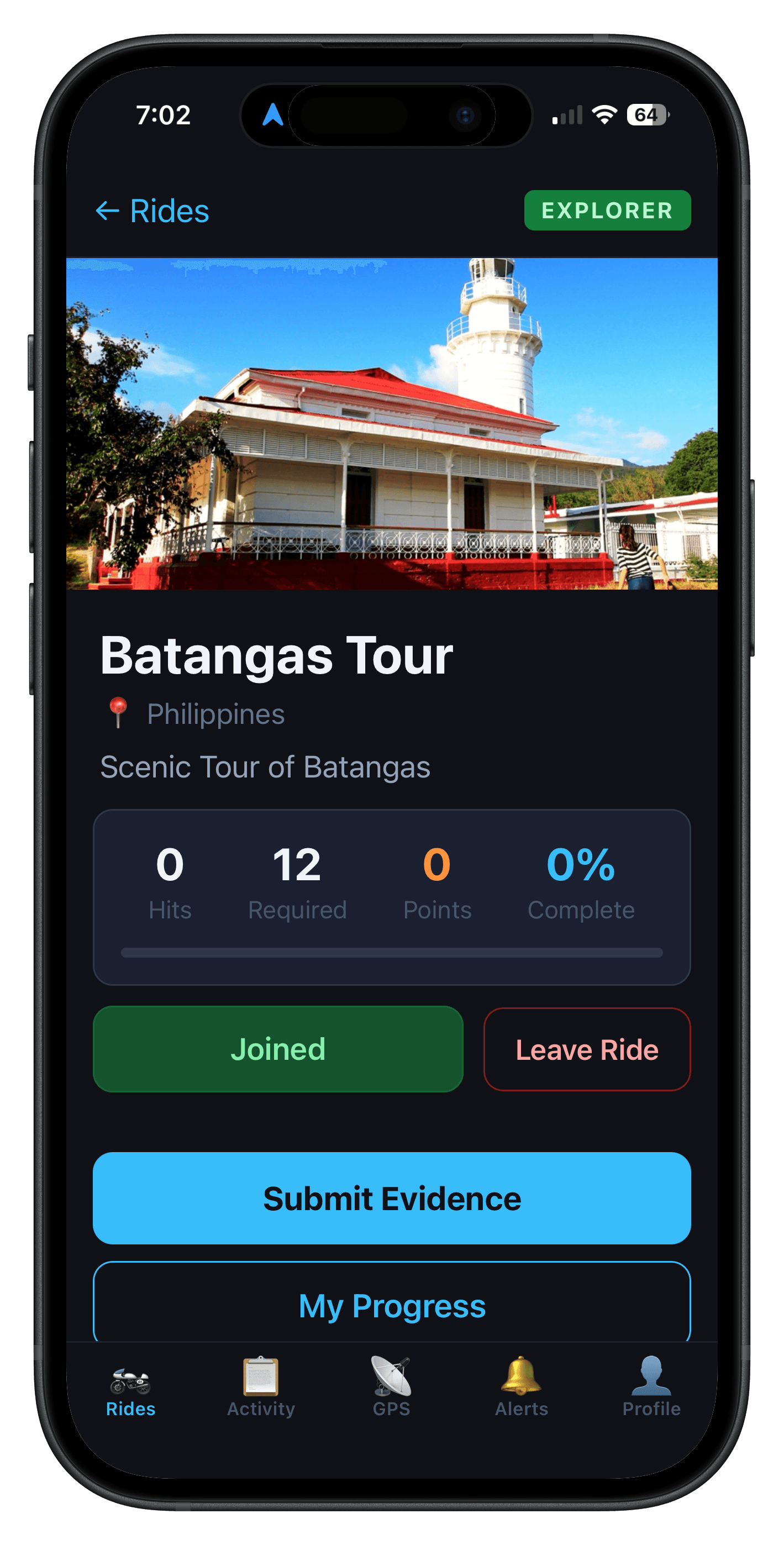 MotoTracker app — photo evidence submission